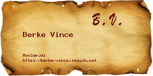 Berke Vince névjegykártya